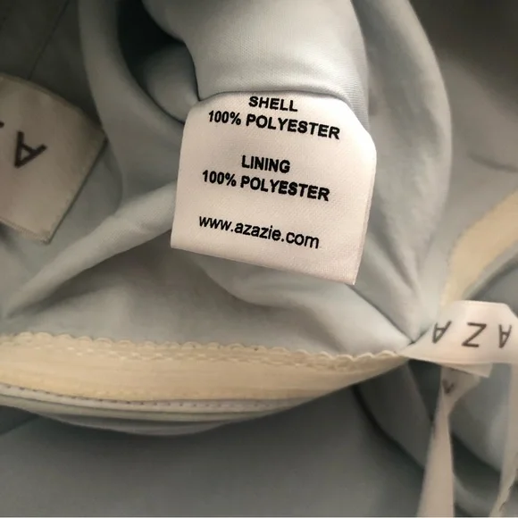 Azazie Strapless Dress in Light Blue and White - Picture 7 of 10